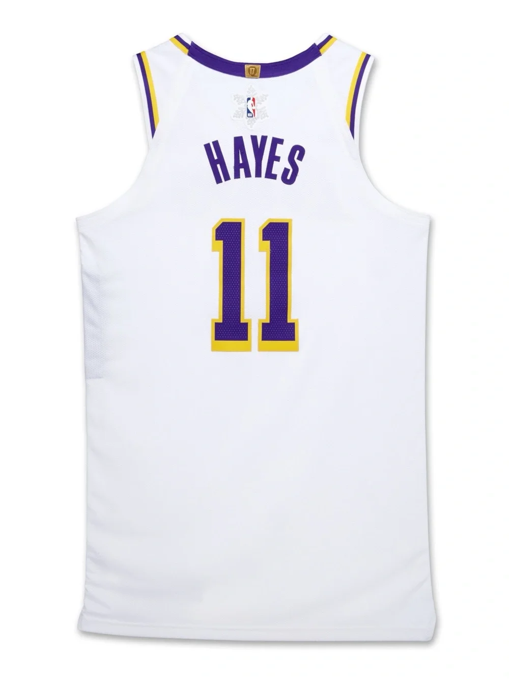 Los Angeles Lakers White 'Hayes' #11 Signed Basketball Jersey